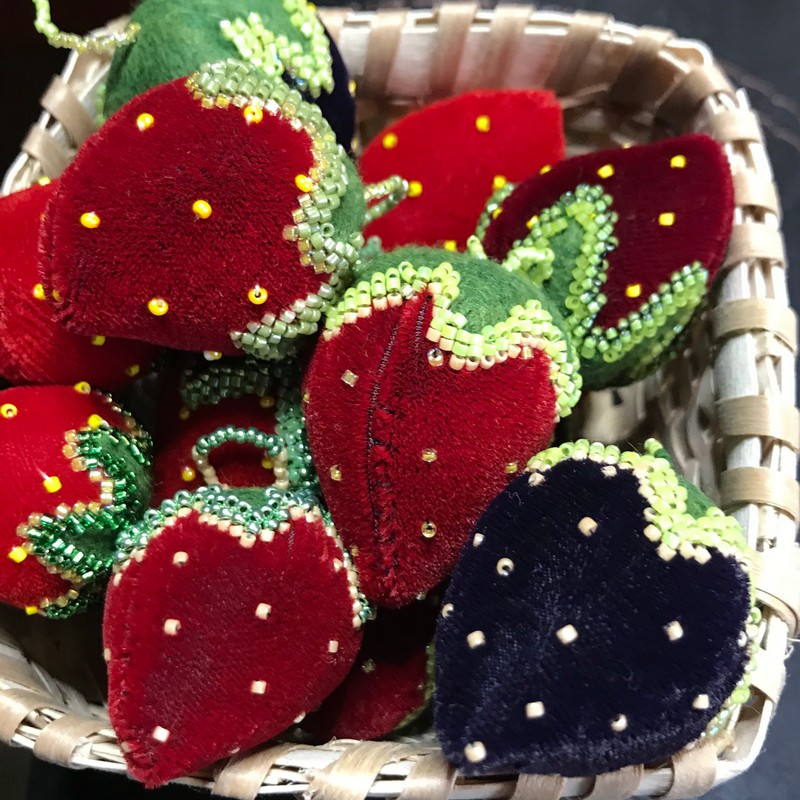 Mini Velvet Strawberry Pin Cushion by Penelope Minner