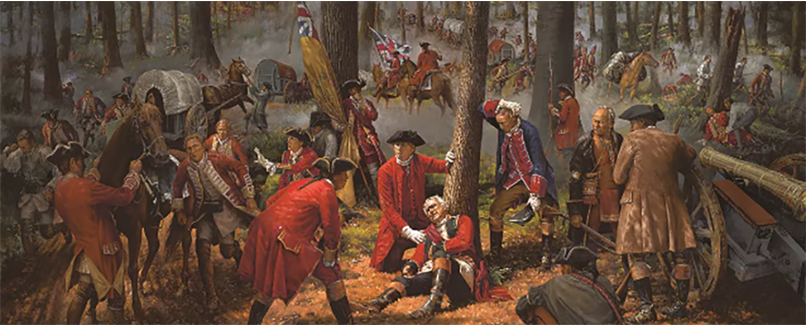 The Wounding of General Braddock: Battle of the Monongahela 9 July 1755 painting